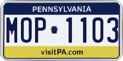 PA license plate MOP1103