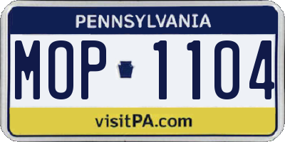PA license plate MOP1104