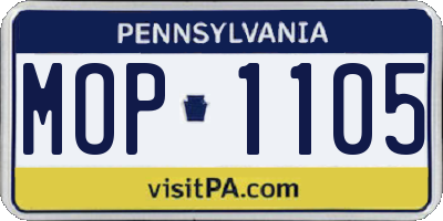 PA license plate MOP1105