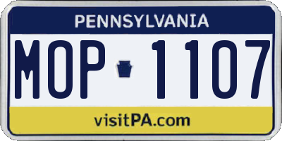 PA license plate MOP1107