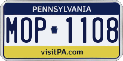 PA license plate MOP1108