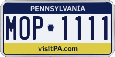 PA license plate MOP1111