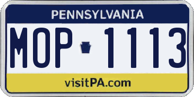 PA license plate MOP1113