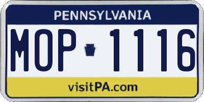 PA license plate MOP1116