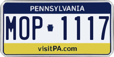 PA license plate MOP1117