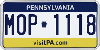 PA license plate MOP1118