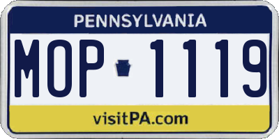 PA license plate MOP1119
