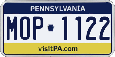 PA license plate MOP1122