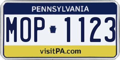 PA license plate MOP1123