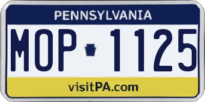PA license plate MOP1125