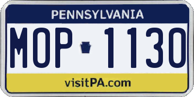 PA license plate MOP1130