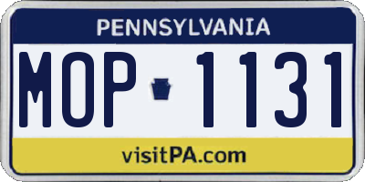 PA license plate MOP1131