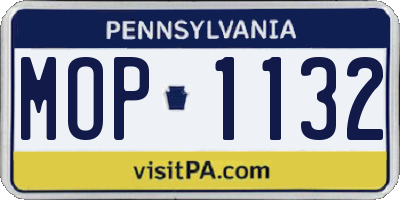 PA license plate MOP1132