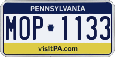 PA license plate MOP1133