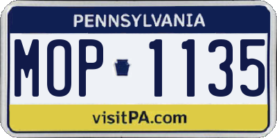 PA license plate MOP1135