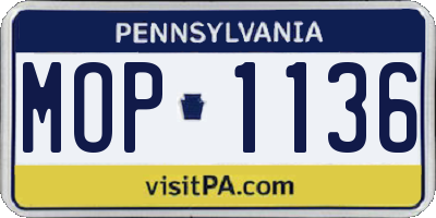 PA license plate MOP1136