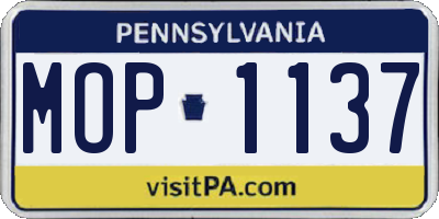 PA license plate MOP1137