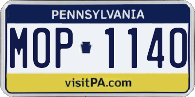 PA license plate MOP1140