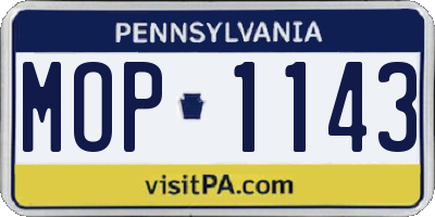 PA license plate MOP1143