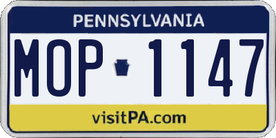 PA license plate MOP1147