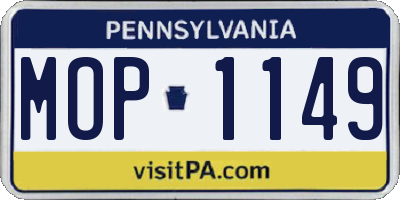 PA license plate MOP1149