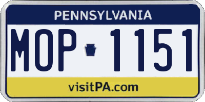 PA license plate MOP1151
