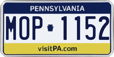 PA license plate MOP1152
