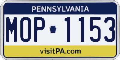 PA license plate MOP1153