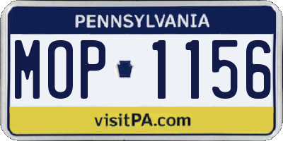 PA license plate MOP1156