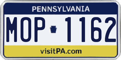 PA license plate MOP1162