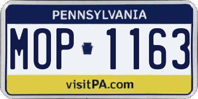 PA license plate MOP1163