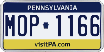 PA license plate MOP1166