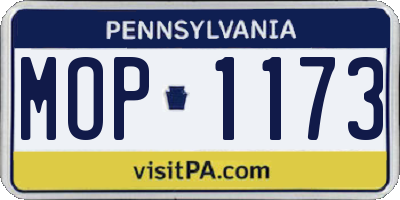 PA license plate MOP1173