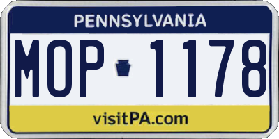 PA license plate MOP1178