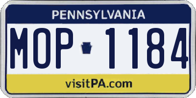 PA license plate MOP1184