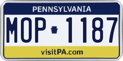 PA license plate MOP1187