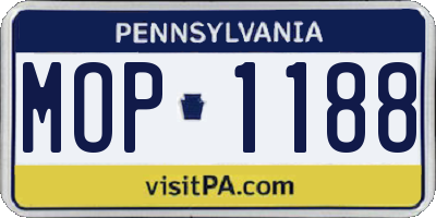 PA license plate MOP1188