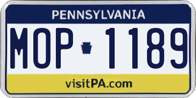 PA license plate MOP1189