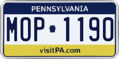 PA license plate MOP1190