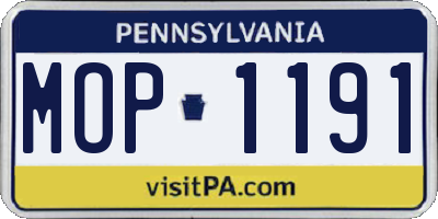 PA license plate MOP1191