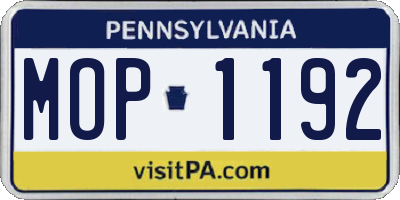 PA license plate MOP1192