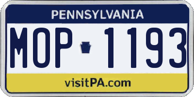 PA license plate MOP1193