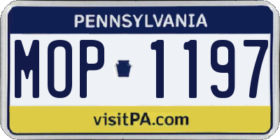 PA license plate MOP1197
