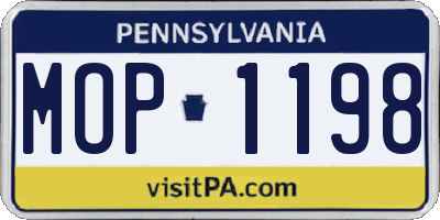 PA license plate MOP1198