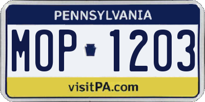PA license plate MOP1203