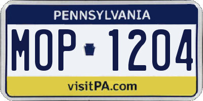 PA license plate MOP1204