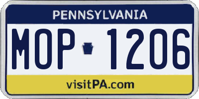 PA license plate MOP1206