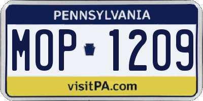 PA license plate MOP1209
