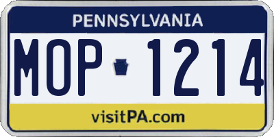 PA license plate MOP1214