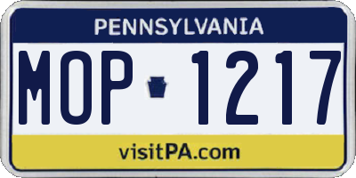 PA license plate MOP1217
